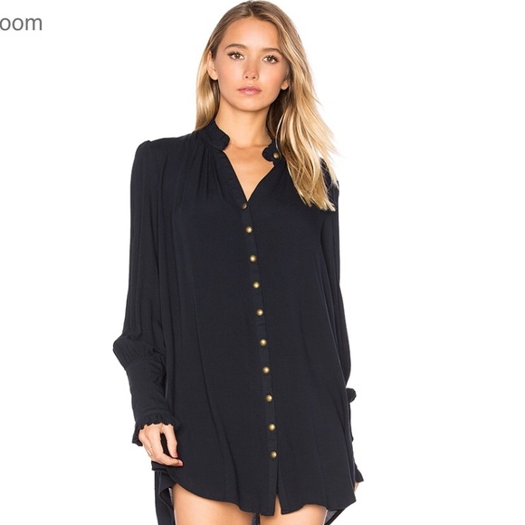 FREE PEOPLE navy shirt dress. NWT! Retail $128 - Picture 2 of 5